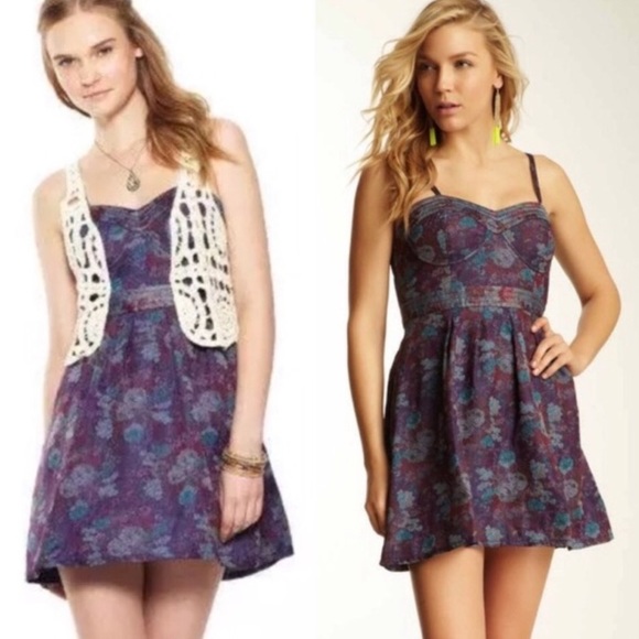 Free People Dresses & Skirts - Free People Floral jacquard bustier corset skater